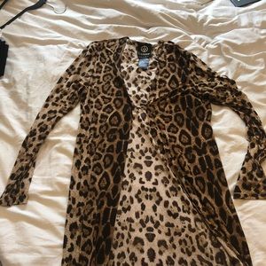 Luxxe leopard print long cover up size Large